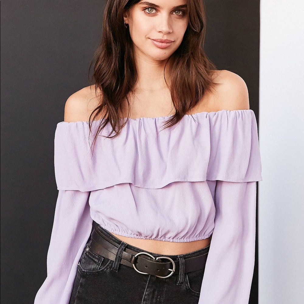 silence noise cecilia ruffle off the shoulder top